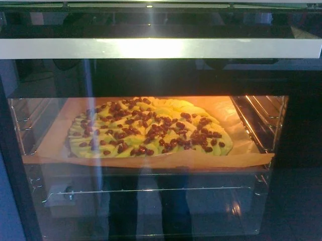 Rezept: Hefe – Apfel – Blechkuchen mit eingelegten Rosinen ( 24 Monate ) Bild Nr. 10 Hefe – Apfel – Blechkuchen mit eingelegten Rosinen ( 24 Monate ) - Rezept - Bild Nr. 10