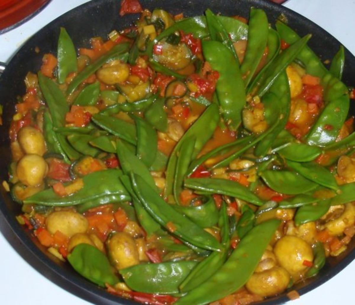 Champignon-Gemüse-Pfanne mit Basmati-Duftreis - Rezept - Bild Nr. 8