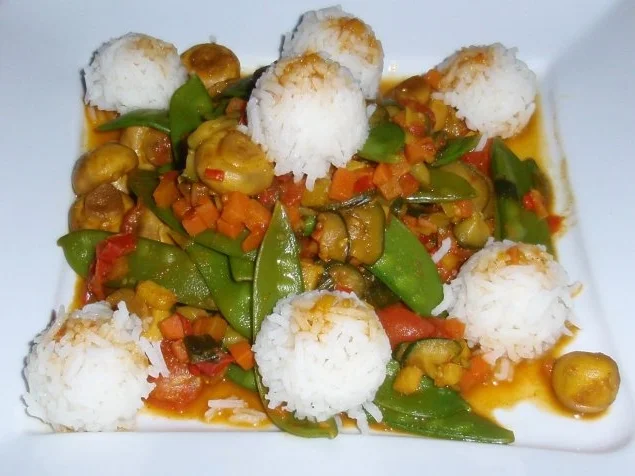 Champignon-Gemüse-Pfanne mit Basmati-Duftreis - Rezept - Bild Nr. 11