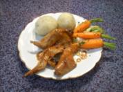 Mariniertes Kaninchen an gedämpftem Gemüse - Rezept