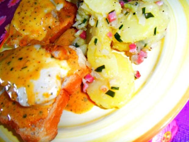 Gratinierte Schnitzel-Toast´s an Rahmsauce - Rezept - kochbar.de