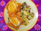 Gratinierte Schnitzel-Toast´s an Rahmsauce - Rezept