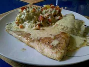 Fisch: Pikantes Kabeljaufilet mit Gemüsereis und Senf-Dill-Soße - Rezept