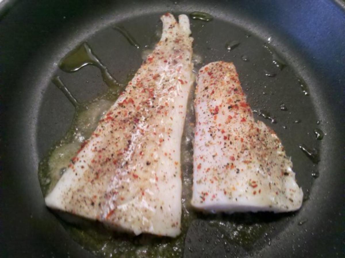 Fisch: Pikantes Kabeljaufilet mit Gemüsereis und Senf-Dill-Soße - Rezept - Bild Nr. 6