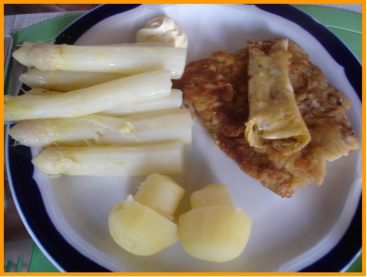 Kalbschnitzel mit Spargelspitzen und neuen Kartoffeln als Kartoffelpilze - Rezept - Bild Nr. 13