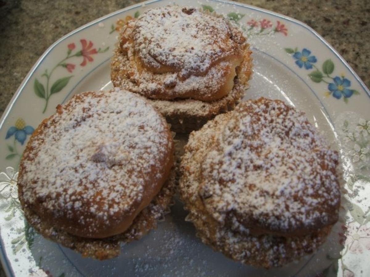 Backen: Muffins aus Hefeteig mit Nussfüllung - Rezept