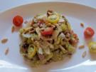 Pesto-Kartoffelsalat mit Parmaschinken und Tomaten - Rezept
