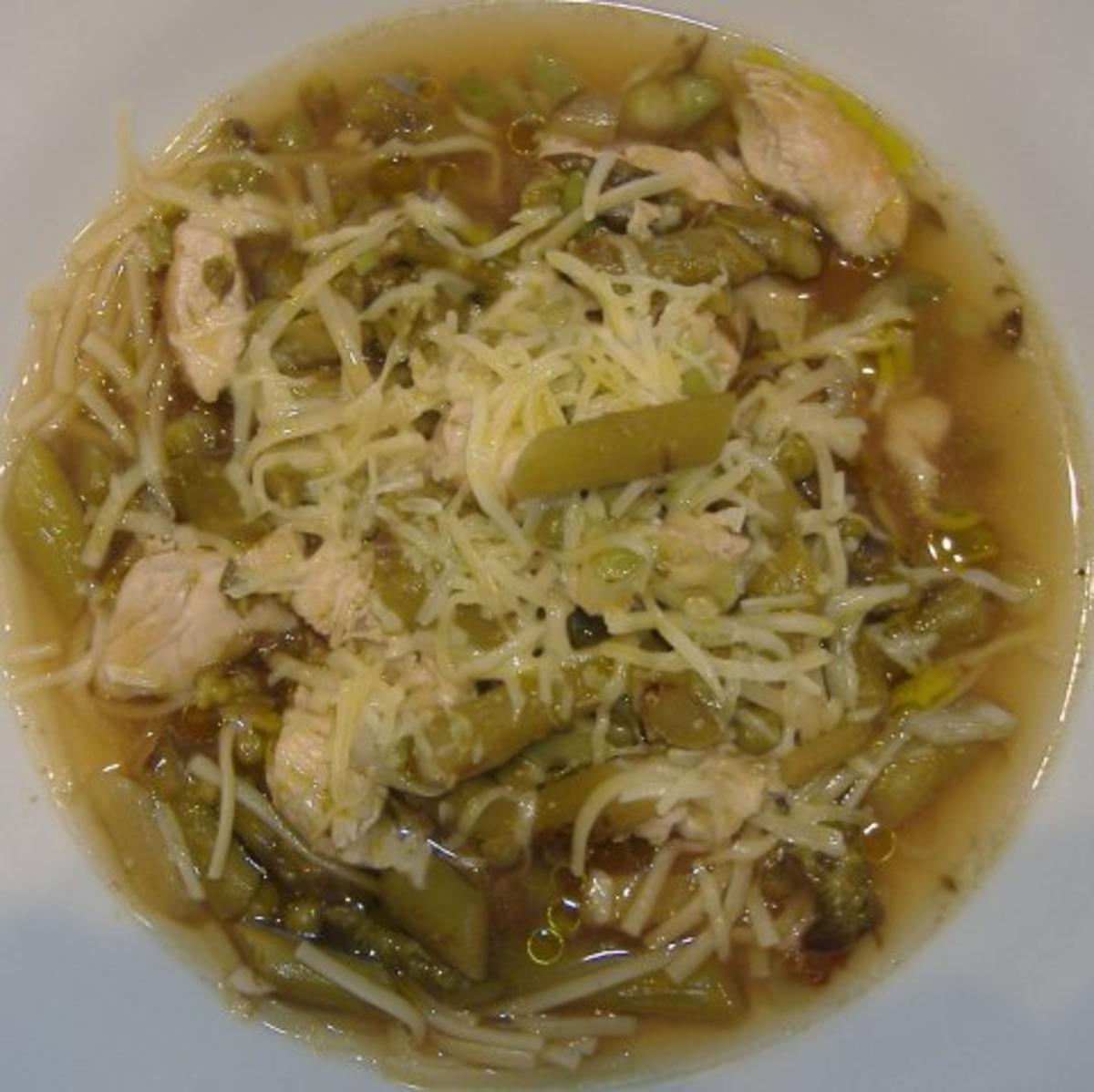 Suppentopf mit Huhn und grünem Spargel - Rezept