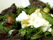Salat mit grünem Spargel und Geflügelleber - Rezept
