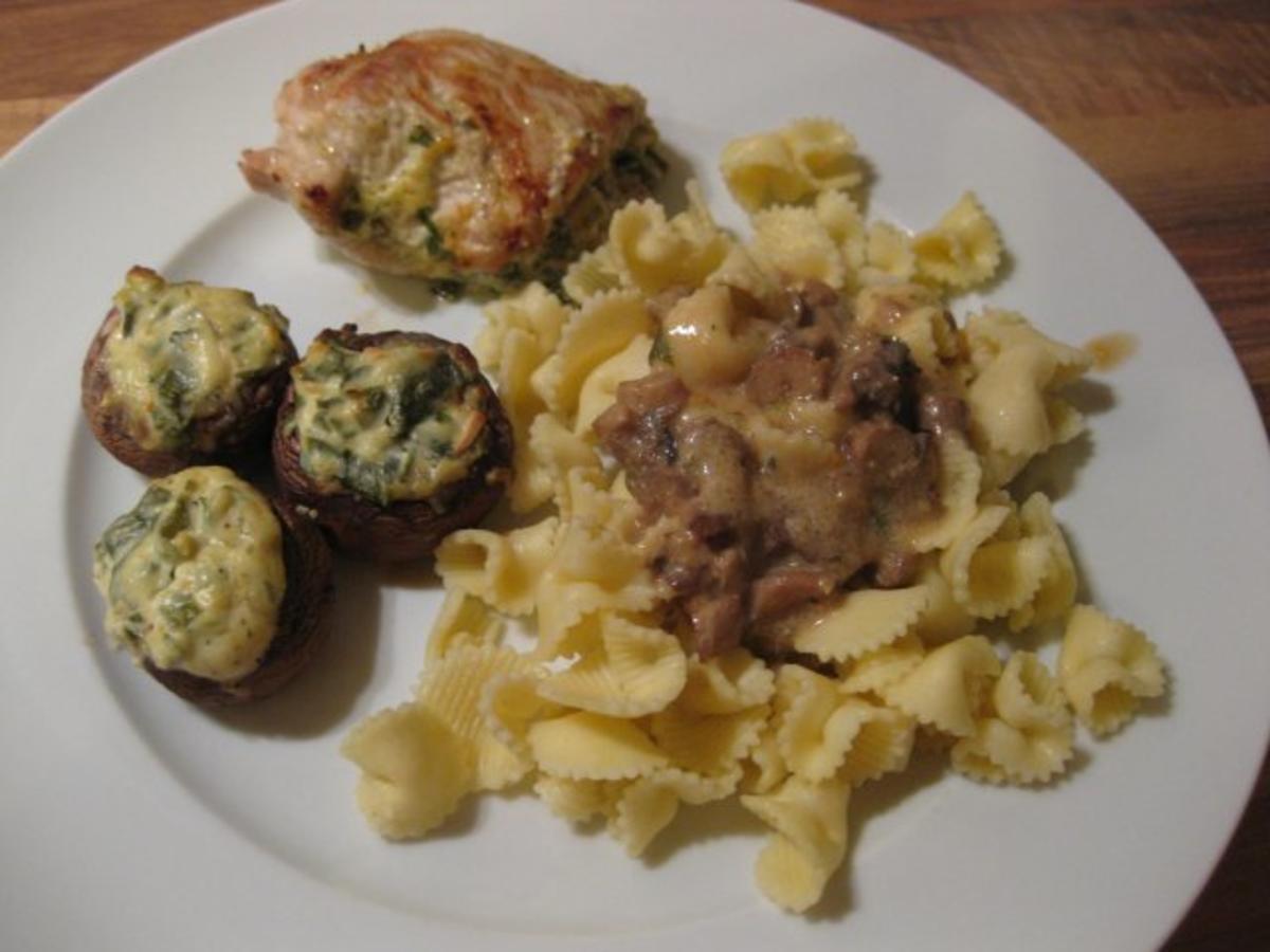 Putenröllchen und Champignons gefüllt mit Bärlauch-Creme - Rezept ...