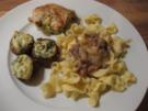 Putenröllchen und Champignons gefüllt mit Bärlauch-Creme - Rezept
