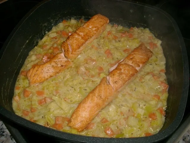 Lachs auf Porree-Gemüse-Bett>> - Rezept - Bild Nr. 7