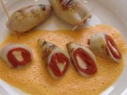 Tintenfisch mit Paprika-Käse-Füllung - Rezept