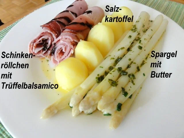Gemüse:   SPARGEL mit Kräuterbutter und Schinkenröllchen - Rezept - Bild Nr. 7