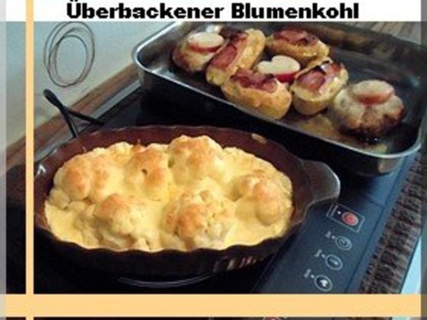 Überbackener Blumenkohl mit Bratwurst und Salzkartoffeln - Rezept ...