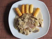 Champignons Rahmschnitzel mit Kroketten - Rezept