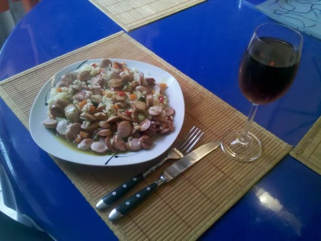 Geflügel: Restepfanne mit Gemüsereis und Geflügelwiener - Rezept - Bild Nr. 6