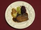 Barbarie-Entenbrust mit Kartoffelgratin, Spitzkohl und Rotkohl (Joachim Witt) - Rezept