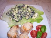 Schweinefilet überbacken mit Dijon Senf und Parmesan, dazu Oliven-Schafskäsesalat - Rezept