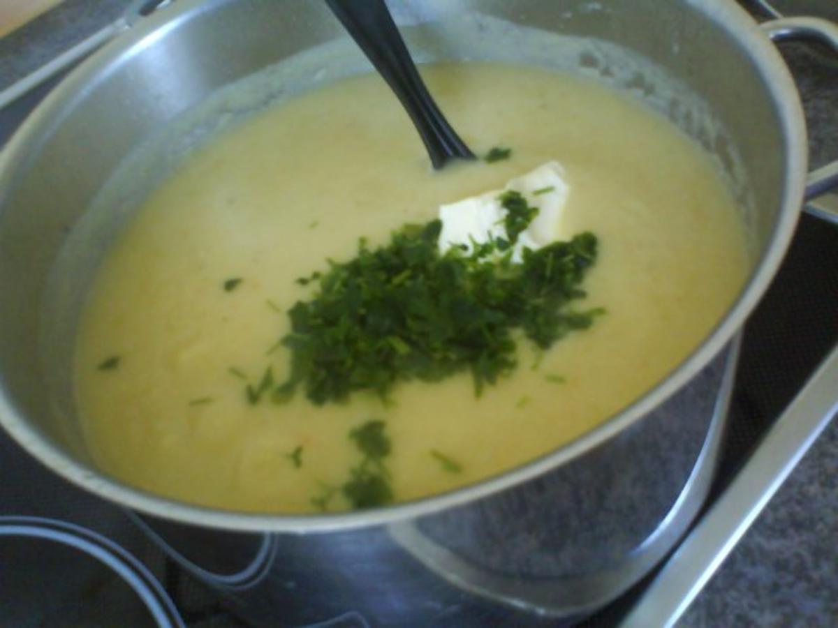 Blumenkohlcremesuppe mit Blumenkohl frisch und Frühlingslauch Stange ...