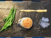 Rezept: Jakobsmuschel | Krupuk | Gin Tonic | Misomayonnaise | Kaiserschoten Jakobsmuschel | Krupuk | Gin Tonic | Misomayonnaise | Kaiserschoten - Rezept