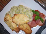 Parmesan Hähnchen mit Rahmporree - Rezept