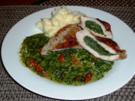 Spinat-Käse Schnitzel mit Kirschtomaten - Rezept