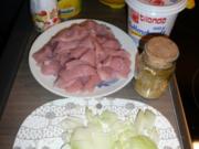 Puten-Champignon-Ananas-Curry,dazu Apfel-Sellerie-Salat - Rezept
