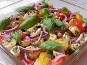 Rezept: Schichtsalat "Tomate-Mozzarella" mit Honig-Balsamico-Dressing Schichtsalat "Tomate-Mozzarella" mit Honig-Balsamico-Dressing - Rezept