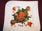Gebratene Jakobsmuscheln auf Rucola mit Granatapfeldressing - Rezept
