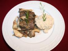 Waldbewohner auf Italienreise - Rehmedaillons auf Kräutersaitlingen mit Risotto - Rezept