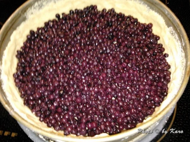 Kuchen: Heidelbeer Creme fraiche Kuchen auf knusprigem Mandelboden - Rezept - Bild Nr. 5