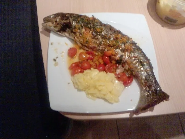 Rezept: Tedesco char respirato in Mediterraneo Deutscher Saibling mediterran angehaucht Tedesco char respirato in Mediterraneo Deutscher Saibling mediterran angehaucht - Rezept