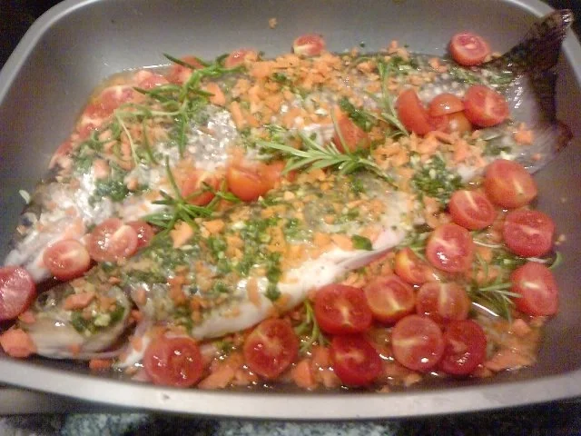 Rezept: Tedesco char respirato in Mediterraneo Deutscher Saibling mediterran angehaucht Bild Nr. 4 Tedesco char respirato in Mediterraneo Deutscher Saibling mediterran angehaucht - Rezept - Bild Nr. 4