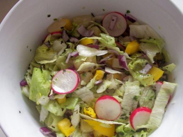 Bunter gemischter Salat mit Crème-Fraîche-Dressing - Rezept
