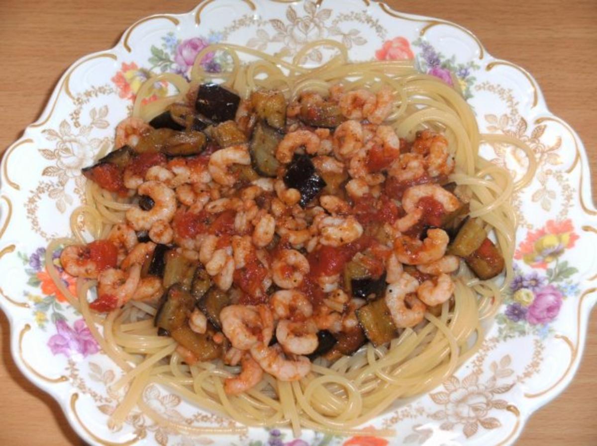Hauptgericht: Spaghetti mit Auberginen und Garnelen - Rezept - Bild Nr. 4
