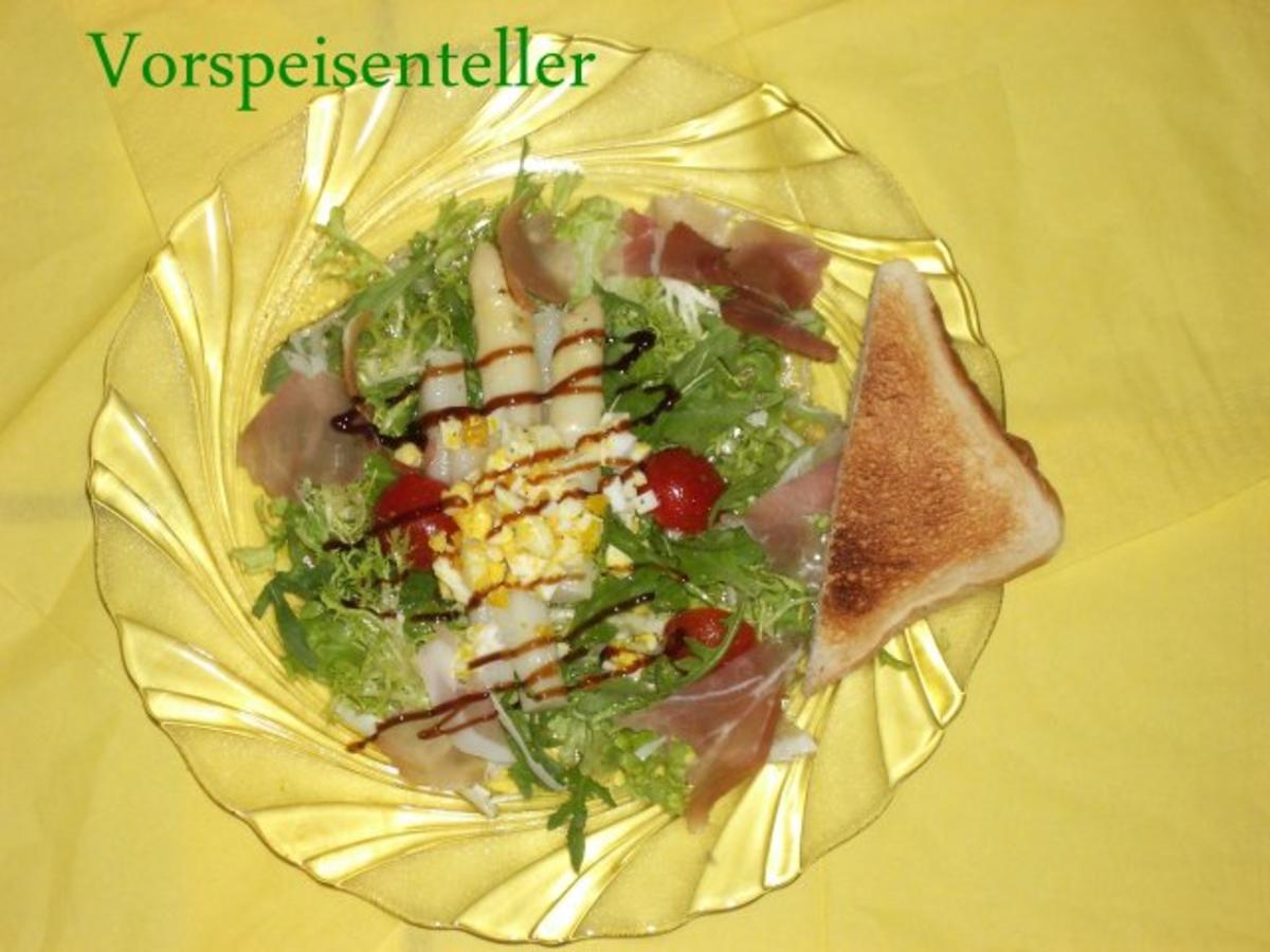 Spargel auf Blattsalat mit Parmaschinken - Rezept
