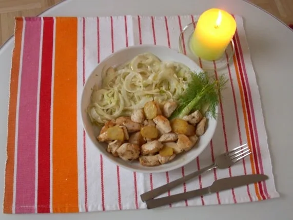 Ingwer-Hähnchen mit Fenchelsalat - Rezept