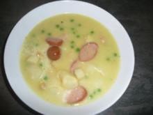 Curry-Spargelcreme-Suppe mit gekochter Krakauer - Rezept