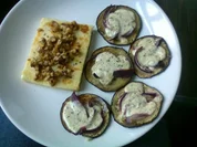 Halloumi mit karamellisierten Walnüssen und überbackenen Auberginen - Rezept