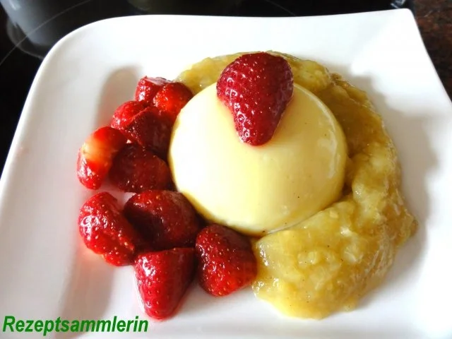 Rezept: Dessert: VANILLEPUDDING mit 2 Beilagen Dessert: VANILLEPUDDING mit 2 Beilagen - Rezept