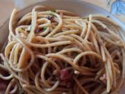 Spaghetti aglio e olio mit Bacon - Rezept