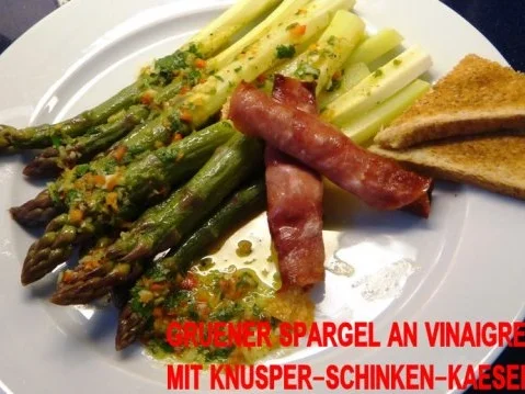 Spargel an Vinaigrette und Knusper Schinken-Kaese-Rollen - Rezept - Bild Nr. 5