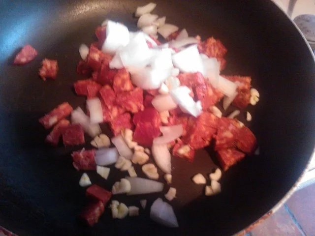 Pasta con indivia e chorizo - Rezept - Bild Nr. 3