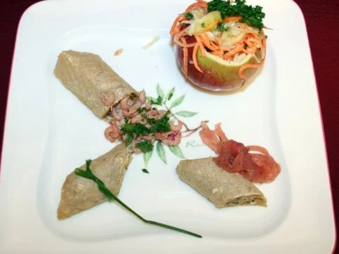 Specken dicken, gefüllt mit dreierlei Dips - Rezept