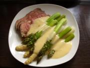 Spargel mit Roastbeef und Sauce Hollandaise - Rezept