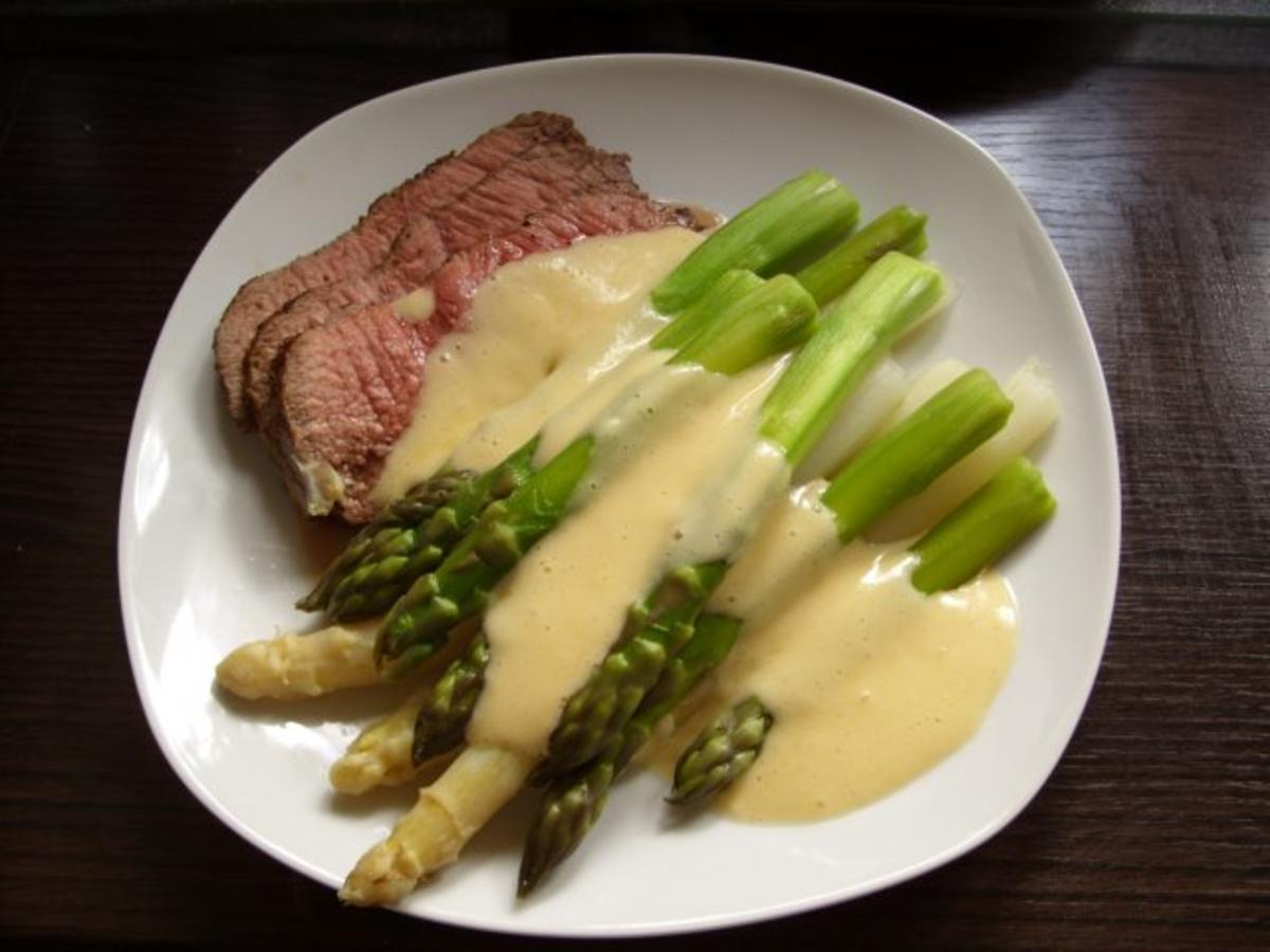 Bilder für Spargel mit Roastbeef und Sauce Hollandaise - Rezept