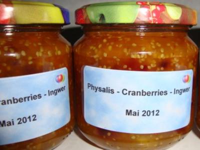 Physalis-Cranberries-Ingwer Marmelade - Rezept