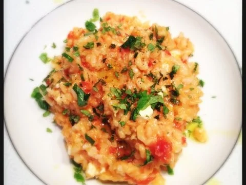 Tomaten Risotto mit Feta & Oregano - Rezept