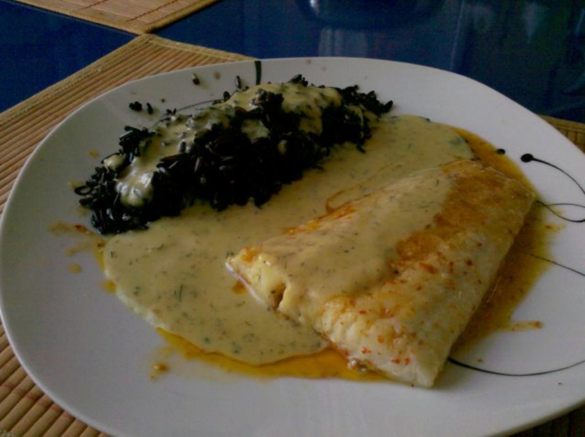 Fisch: Pikanter Kabeljau mit Dill-Senfsoße und thailändischen Klebreis ...